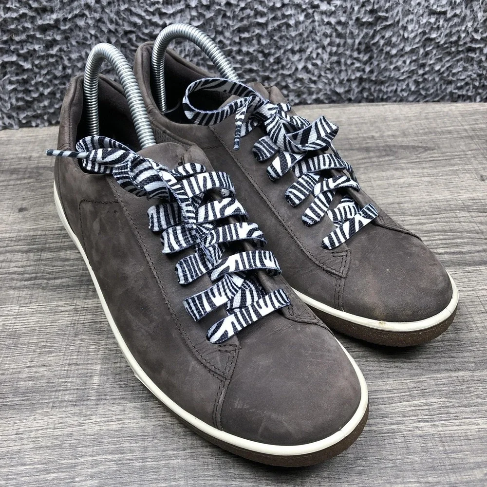 Ecco Shoes Womens Size 10.5 Brown Leather‎ Hydromax Walking Casual Sneakers